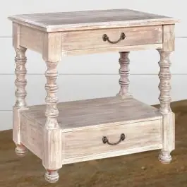 2 Drawer Mango Wood Accent Table Best Seller