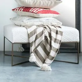 Authentic Modern Farmhouse Upholstered Ottoman