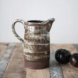 Buy Online Reactive Glaze Distressed Stoneware Pitcher Vase 8.25 Inch