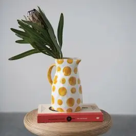 Yellow Polka Dot Pattern Stoneware Pitcher Secure Checkout