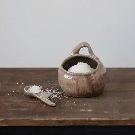 Reactive Glaze Sugar Bowl With Spoon Handmade