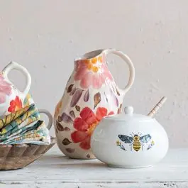 Painted Stoneware Floral Pitcher Get Yours