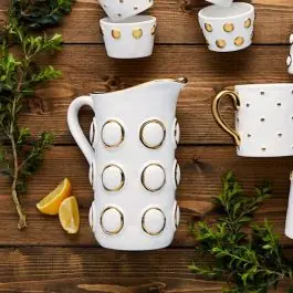 Limited Time Gold Circle Bead Ceramic Pitcher
