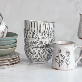 Reactive Glaze Patterned Stoneware Bowl Set of 4 Luxury