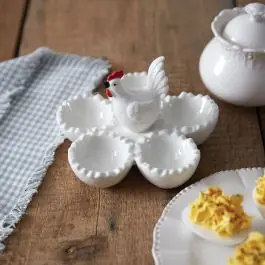 Limited Edition Ceramic Rooster Deviled Egg Holder