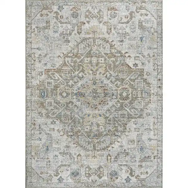 Trusted Brand Shaemus Bohemian Medallion Low-Pile Machine-Washable 3' x 5' Area Rug - Cream/Brown/Green