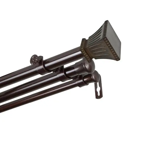 Direct From Manufacturer Eliott Triple Curtain Rod 13/16" Diameter x 66" - 120" Long - Cocoa