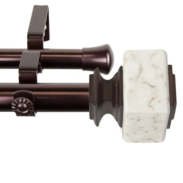 Estee Double Curtain Rod 1" Diameter x 120" - 170" Long - Bronze Authentic