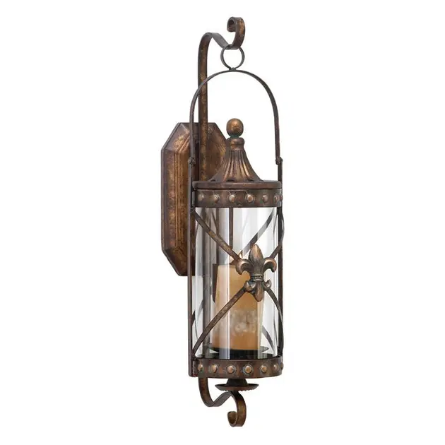 Wall Sconce with Fleur De Lis and Hurricane Glass - OPEN BOX Free Shipping