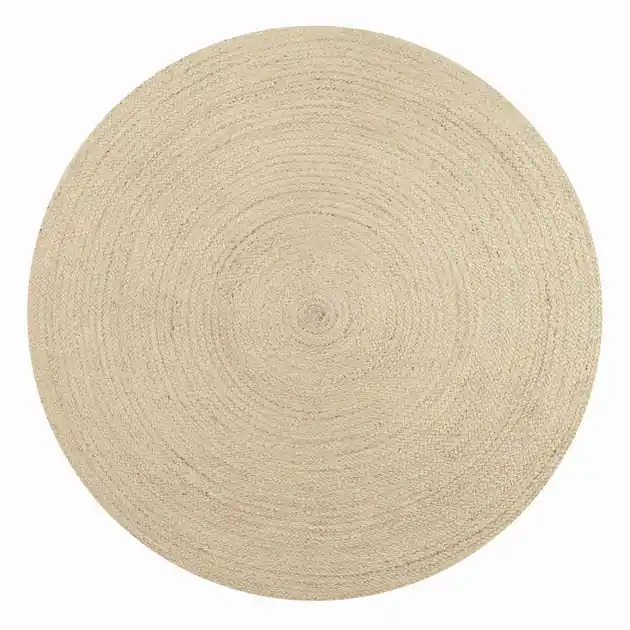 Express Delivery Zara Braided Coastal Cottage Jute 4' Round Area Rug - Ivory