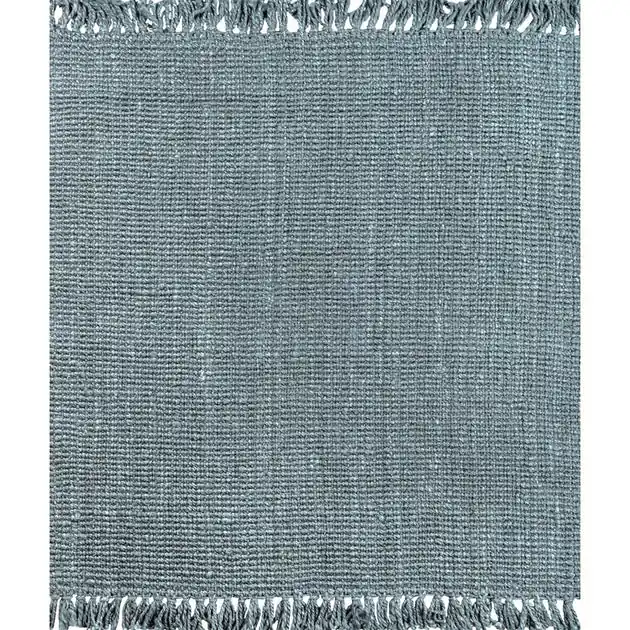 Limited Time Pata Handwoven Chunky Jute 9' Square Area Rug with Fringe - Light Blue/Gray