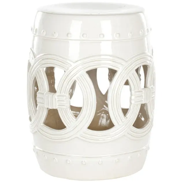 Grab Now Ceramic Double Coin Stool - Antique White