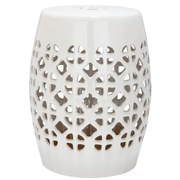 Circle Lattice Garden Stool - Cream Express Delivery