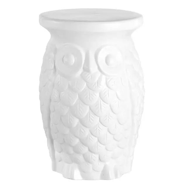 Groovy Owl Ceramic Garden Stool - White No Minimum Order