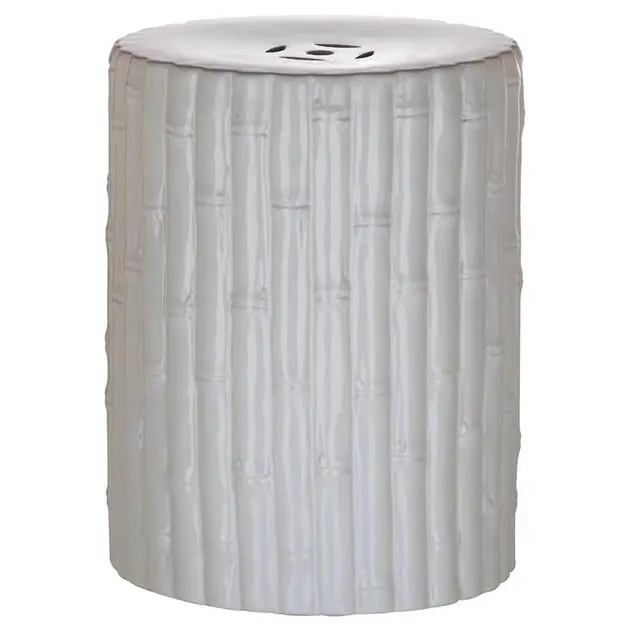 Bamboo Garden Stool - White Grab Now