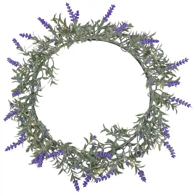 Get Yours 16" Pre-Lit Artificial Lavender Spring Wreath with White LED Lights