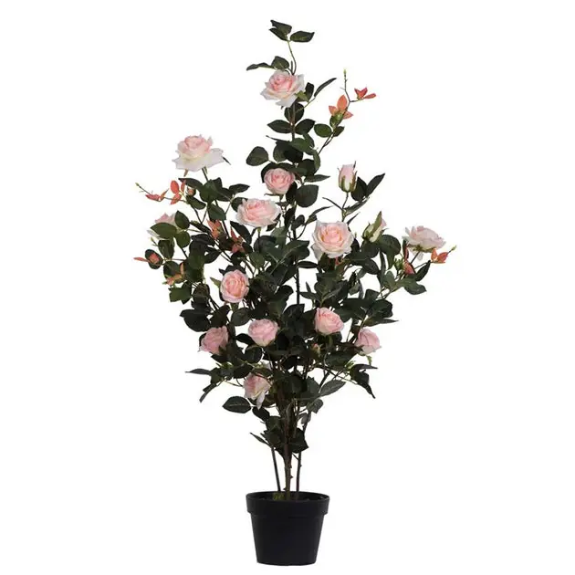 45" Artificial Pink Rose Plant in Pot Worldwide Shipping