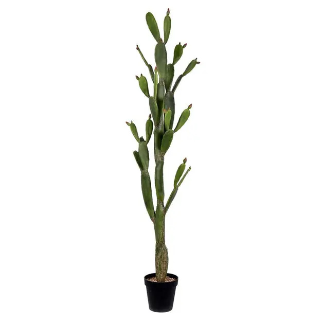 Special Offer 80" Artificial Green Cactus in Black Plastic Planter's Pot