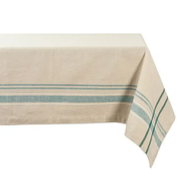 Modern DII Teal French Stripe 84" x 60" Tablecloth