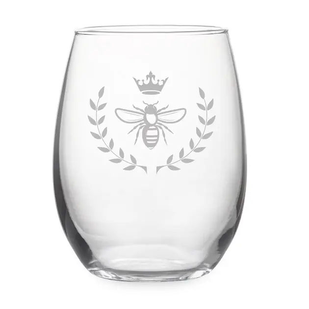 Vintage Bee Stemless Wine Glass Set Bargain