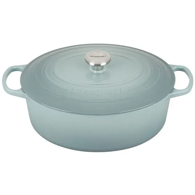 Certified Signature 7.25-Quart Cast Iron Round Dutch Oven with Stainless Steel Knob - Sea Salt
